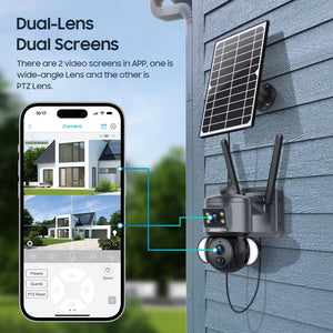 SHIWOJIA 4K 8MP Solar Camera With 4G SIM WiFi Color Night Vision PTZ Dual Lens - stepyours.com