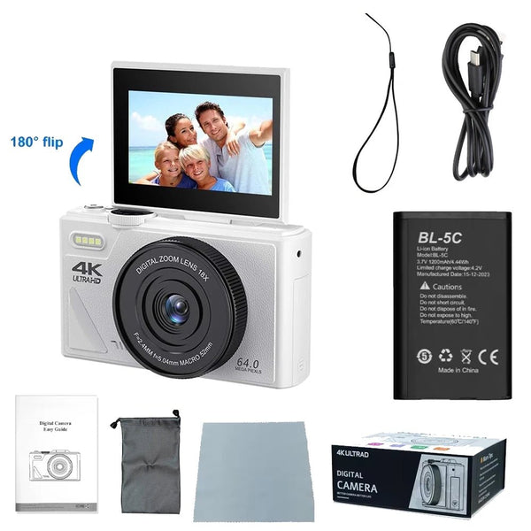Ourlife AC600 4K Camera 64MP Autofocus 18x Zoom Flip Screen YouTube - stepyours.com