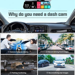 10 Inch Car DVR Touch Screen Dual 1080P Front And Rear Rearview Mirror Camera - stepyours.com