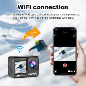Ourlife 4K60FPS Action Camera With 2.0Inch Touch Screen 170Deg Wide Waterproof30M - stepyours.com