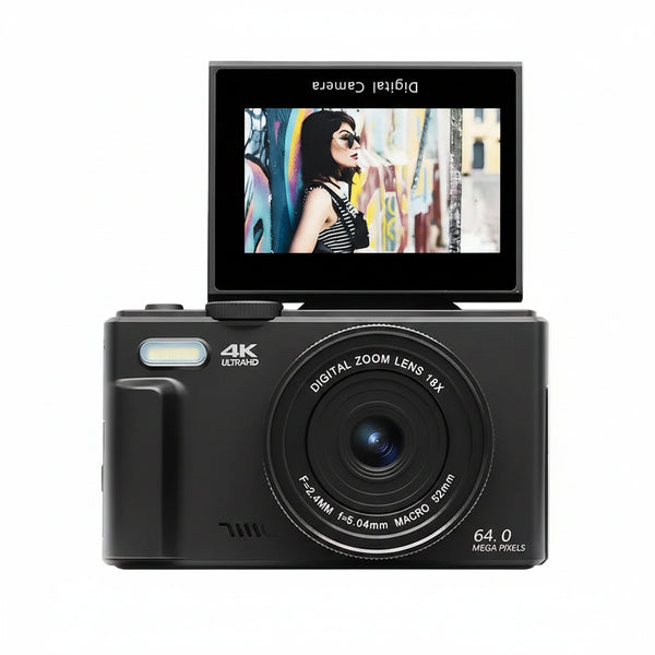 Compact 4K Digital Camera With 18X Zoom 180 Degree Flip Screen WiFi Vlog Cam - stepyours.com