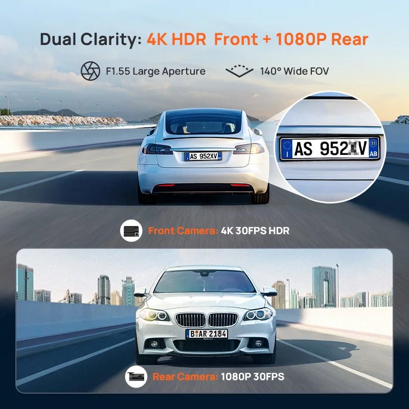 70mai Dash Cam 4K A800SE Dual Channel 24H Parking HDR WiFi 6 Voice Control - stepyours.com
