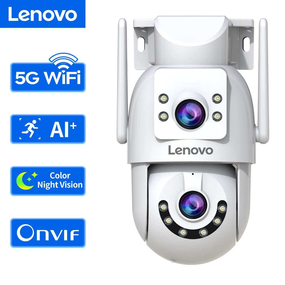 Lenovo 4K WiFi Surveillance Camera - Outdoor Dual Lens PTZ With Auto Tracking by stepyours.com