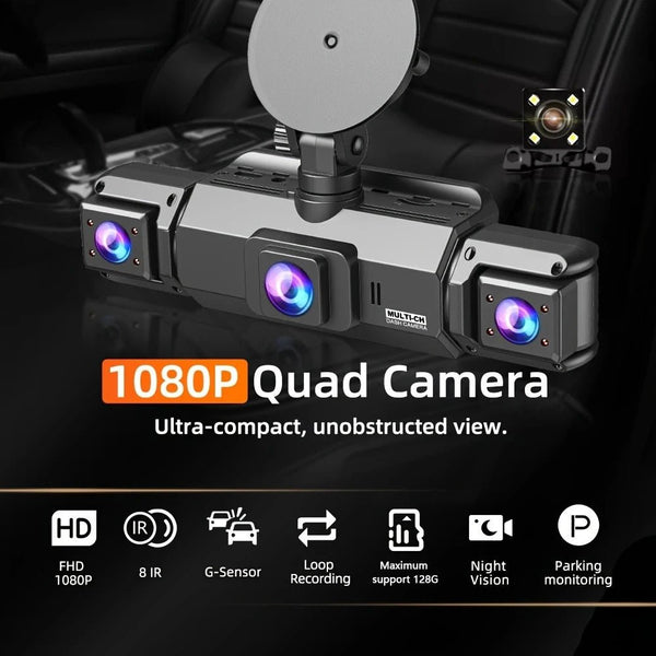 4 Channel 360 Dash Cam With 1080P Front Left Right Rear 24H Parking - stepyours.com