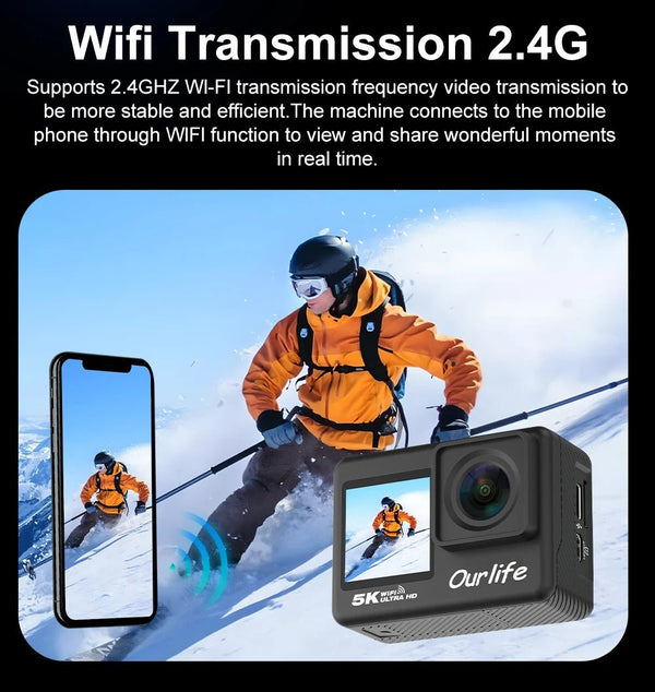 Ourlife MTR60 Action Cam 2.0 Touch Screen EIS 170 Degree Waterproof 30M WiFi - stepyours.com