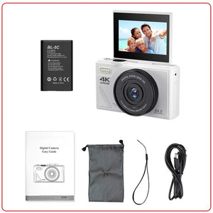 Compact 4K Digital Camera With 18X Zoom 180 Degree Flip Screen WiFi Vlog Cam - stepyours.com