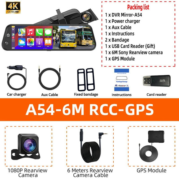 4K Car DVR Touch Screen Dash Cam CarPlay Android Auto Night Vision - stepyours.com