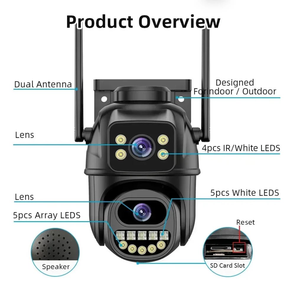 4K 8MP WiFi Surveillance Camera - AI Human Detection with Dual Lens - stepyours.com