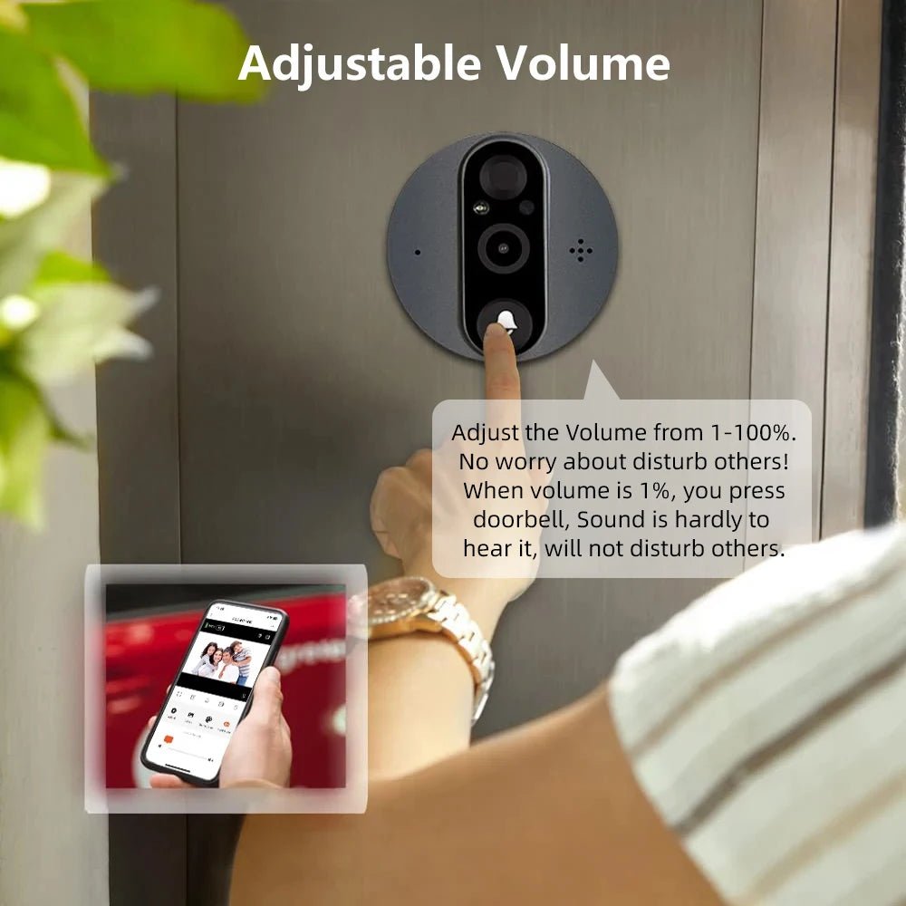 3MP WiFi Cat Eye Doorbell 5000mAh Battery Alexa LiveView - stepyours.com