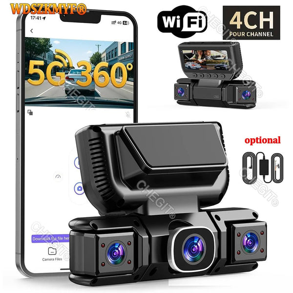 WiFi 4Channel 360 Degree Car Dashcam 2560x1440 24h Parking Monitor - stepyours.com