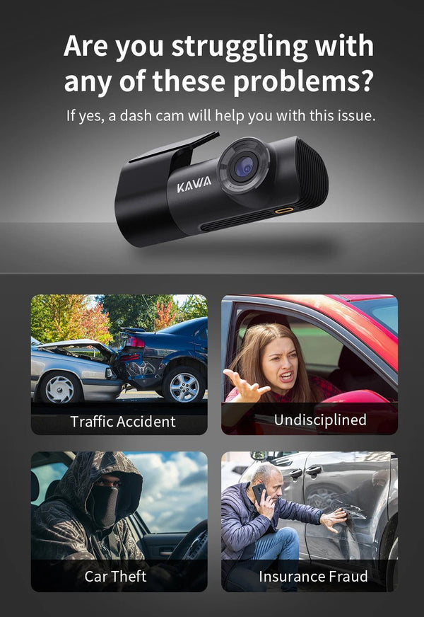 Kawa D5 2K Dash Cam For Car With WiFi App And Voice Control WDR DVR - stepyours.com