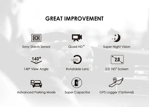 VIOFO A119 V3 2K Car Dash Camera With Parking Mode G Sensor Rota Lens - stepyours.com