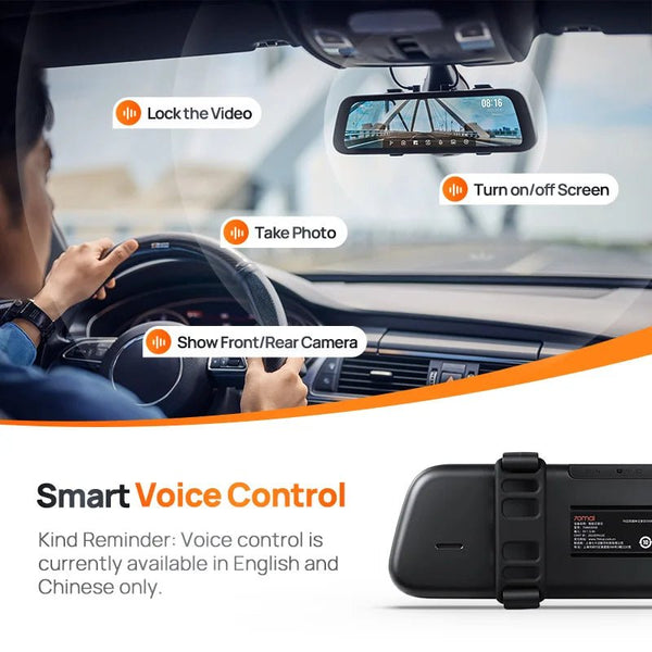 70mai S500 Rearview Dash Cam 9.35 Inch Touch Screen Dual Channel 3K HDR - stepyours.com