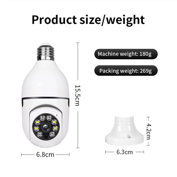 E27 WiFi 1080P Security Camera With Full Color Night Vision And Human Tracking - stepyours.com