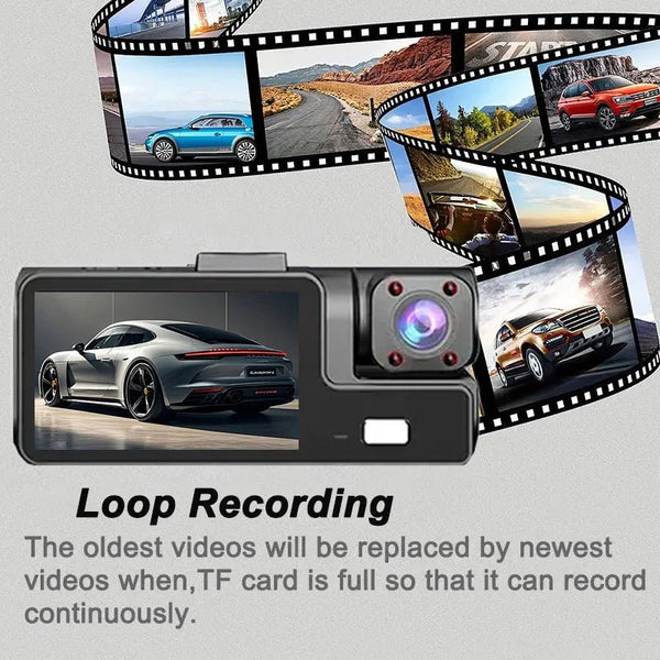 3 Channel WiFi Car DVR 1080P Front Inside Rear 170 Degree Night Vision G Sensor - stepyours.com
