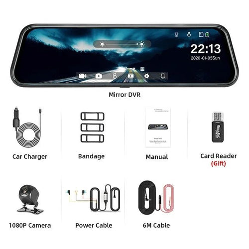 10 Inch Rearview Mirror Dash Cam Front And Rear 1080P Dual Recorder Night Vision - stepyours.com