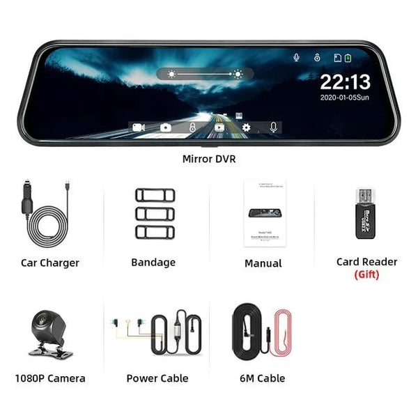 10 Inch Rearview Mirror Dash Cam Front And Rear 1080P Dual Recorder Night Vision - stepyours.com