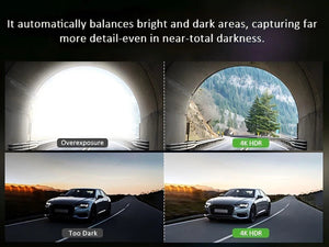 4K Front And Rear Dual Lens Dash Cam With HDR Night Vision WiFi Parking - stepyours.com