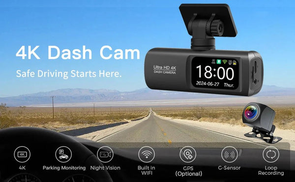 Soam Dash Cam 4K Plus Dual Channel GPS WiFi Front 4K Rear 1080p - stepyours.com
