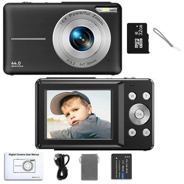 Kids Digital Camera Camcorder 16x Zoom 1080P 44MP for Beginners - stepyours.com