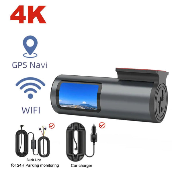 4K Dash Cam With WiFi GPS Mini Front Car DVR 24H Parking G Sensor - stepyours.com