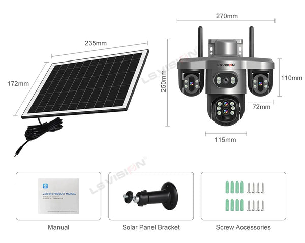 LS Vision 20MP Solar WiFi Surveillance Camera V380 Pro 10X Optical Zoom Outdoor - stepyours.com