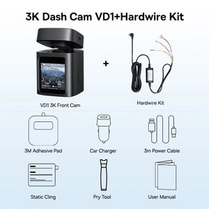 Baseus VD1 3K Dash Cam Front And Rear With GPS Supercapacitor 24H Parking - stepyours.com