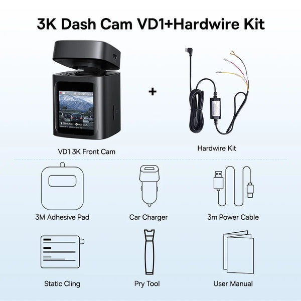 Baseus VD1 3K Dash Cam Front And Rear With GPS Supercapacitor 24H Parking - stepyours.com