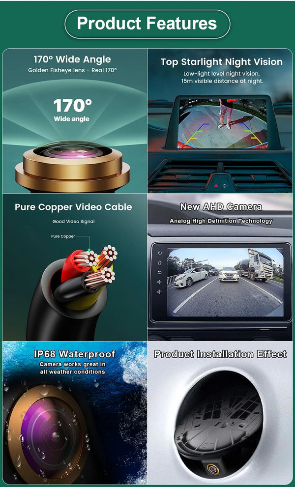 170 Degree AHD 1080P Flip Emblem Rear View Camera For VW Golf 6 7 8 - stepyours.com