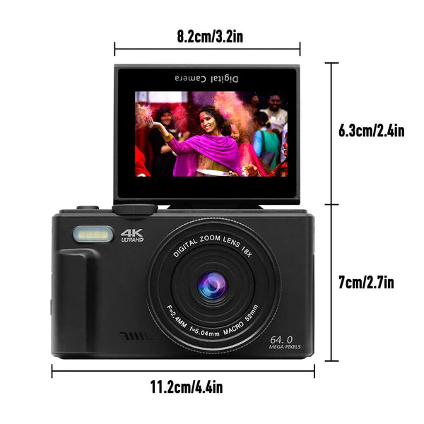 Compact 4K Digital Camera With 18X Zoom 180 Degree Flip Screen WiFi Vlog Cam - stepyours.com