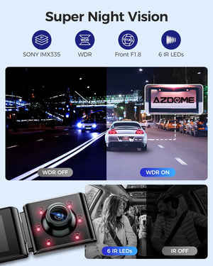 AZDOME 4K Dash Cam M550 Max GPS WiFi Car DVR 3.18Inch Screen Rear Cam - stepyours.com