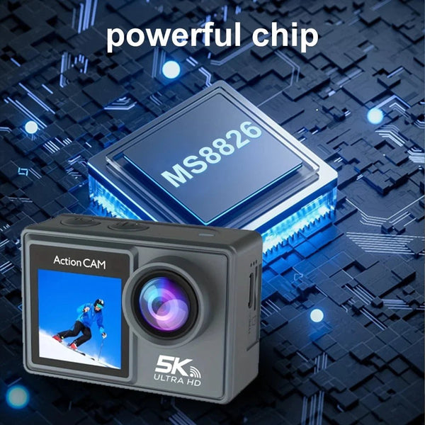 HUAFANT M4R Action Camera 5K 4K60FPS Waterproof 30m IPS Touch LCD 5X Zoom - stepyours.com