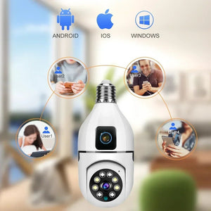 8MP E27 Bulb WiFi Camera - Color Night Vision With 8X Zoom And Dual Lens - stepyours.com