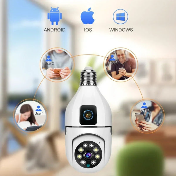 8MP E27 Bulb WiFi Camera - Color Night Vision With 8X Zoom And Dual Lens - stepyours.com