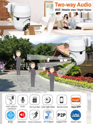 Tuya PTZ IP Camera - Auto Tracking And Color Night Vision Security Add Hooks - stepyours.com