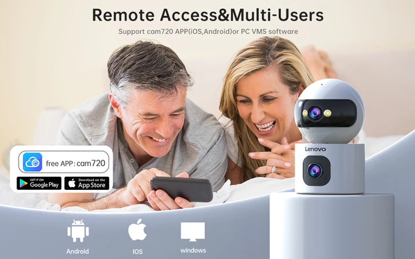 Lenovo 4K IP Camera - Dual Lens 5G WiFi Auto Tracking For Home Surveillance by stepyours.com