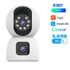 8MP Dual Lens 5G WiFi Camera Tuya Smart PTZ Indoor Outdoor Security AutoTracking - stepyours.com