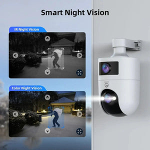 4K PTZ Outdoor IP Camera Dual Lens Auto Tracking Color Night Vision 5G WiFi - stepyours.com