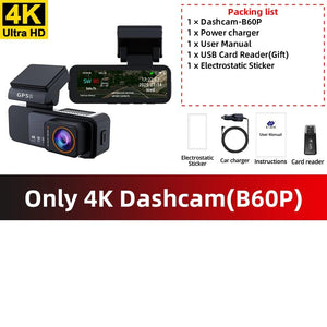 Acceo 4K Dash Cam With GPS WiFi Dual Lens Night Vision Front Rear - stepyours.com