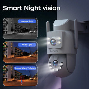 Lenovo 4K WiFi Surveillance Camera - Outdoor Dual Lens PTZ With Auto Tracking - stepyours.com