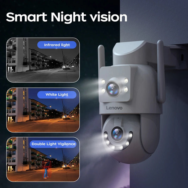 Lenovo 4K WiFi Surveillance Camera - Outdoor Dual Lens PTZ With Auto Tracking - stepyours.com