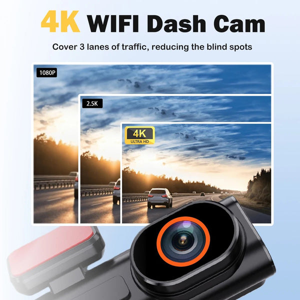 Ultra HD 4K Car Dash Cam With WIFI DVR Night Vision 24H Parking GPS - stepyours.com