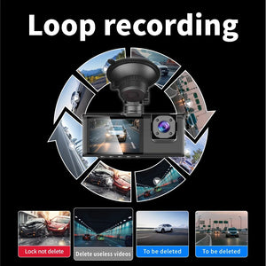 3 Channel Car Dash Camera 1080P Front Rear Cabin Night Vision - stepyours.com