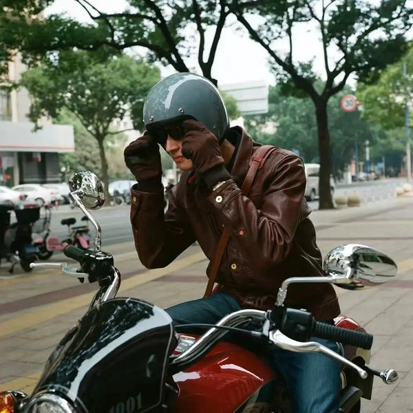 Vintage Open Face Motorcycle Helmet — product view 2