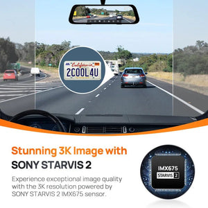 70mai S500 Rearview Dash Cam 9.35 Inch Touch Screen Dual Channel 3K HDR - stepyours.com