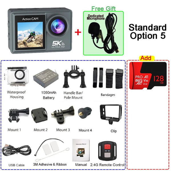 Adventure Ready Action Camera 5K 4K60FPS Dual IPS Touch LCD Waterproof 30M - stepyours.com