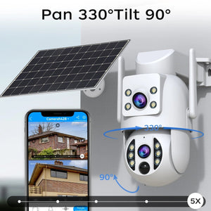 JOOAN Solar Wireless Outdoor Camera Dual Lens with 2 Way Audio CCTV - stepyours.com