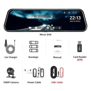 10 Inch Rearview Mirror Dash Cam Front And Rear 1080P Dual Recorder Night Vision - stepyours.com