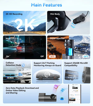 Pictrey M2 2K Dash Cam Night Vision 330 Degree Rotatable Car DVR Parking Monitor - stepyours.com