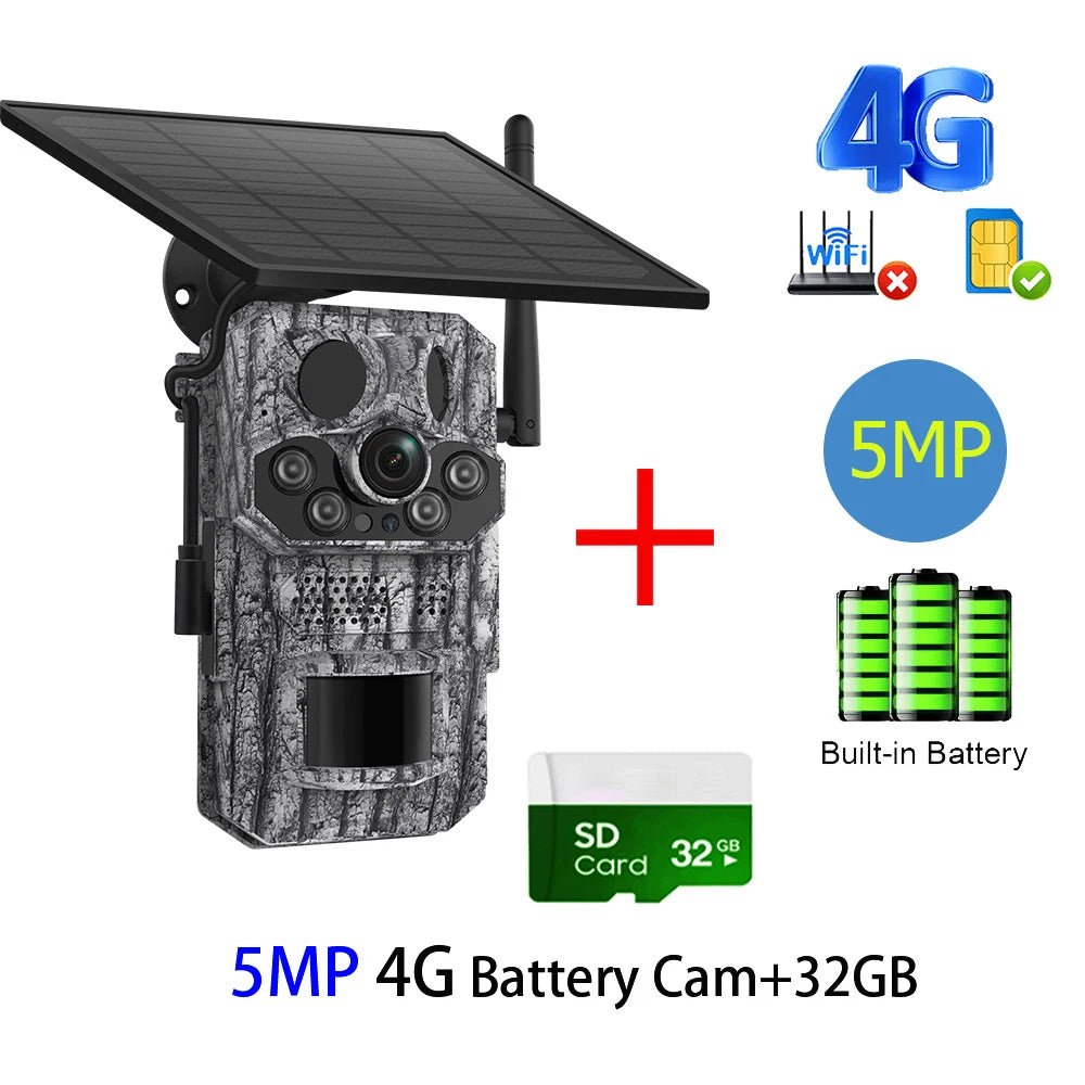 INQMEGA4G Solar Trail Camera 2K Night Vision 5MP PIR Motion Activated - stepyours.com